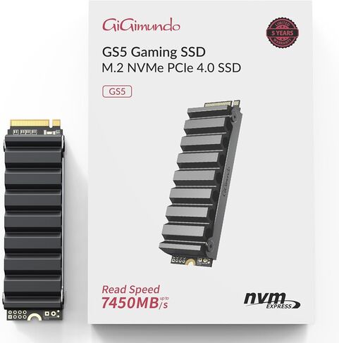 GS5 1TB TLC PCIE Gen4x4 NVME SSD لـ PS5 - الانفجار من خلال أوقات التحميل بسرعة 6500 ميغابايت/ثانية مع غرفة التبريد ، تصل إلى 7450 ميجابايت/ثانية لجهاز كمبيوتر سطح المكتب in Kuwait