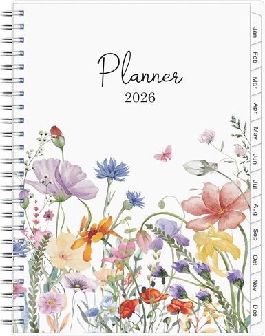2026 Planner ، Weekly Monthly Planner 2026 ، يناير 2026 - ديسمبر 2026 ، 6.2 "× 8.42" ، غطاء مرن ، 12 علامات تبويب شهرية ، ورق سميك ، سلك حلزوني ، جيب داخلي ، A5 ، الأزرق in Kuwait