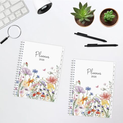 2026 Planner ، Weekly Monthly Planner 2026 ، يناير 2026 - ديسمبر 2026 ، 6.2 "× 8.42" ، غطاء مرن ، 12 علامات تبويب شهرية ، ورق سميك ، سلك حلزوني ، جيب داخلي ، A5 ، الأزرق in Kuwait
