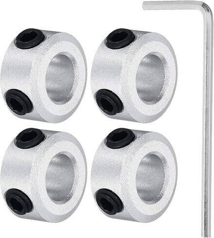 MECCANIXITY 4pcs Shaft Collar 8mm Bore 5/16" Aluminum Set Screw Style Clamping Collars Hexagon Wrench Silver in Saudi Arabia
