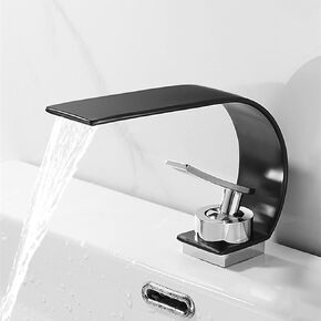 Basin Faucet Modern Waterfall Bathroom Solid Brass Wash Basin Single Handle Hot and Cold Bathroom Sink Mixer Tap, One Hole Vanity Faucet,White(White) in Kuwait