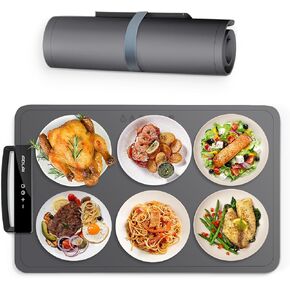 Portable Electric Warming Tray，Food Warming Mat with Adjustable Temperature, Silicone Foldable Food Warmer Fast Heating Mat ， Warming Trays for Buffets Party and Restaurants (Gray) in Saudi Arabia
