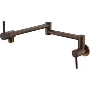 Pot Filler Faucet Wall Mounted Foldable Kitchen Faucet Single Cold Single Hole Kitchen Sink Tap Solid Brass Double Joint Swing Arm Kitchen Tap Dual Handle,Gold(Chrome) in Kuwait
