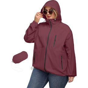 Avoogue Plus Size Size Womens Rain Jacket with Hood مقاومة للماء معطفات المطر خفيفة الوزن معطف الخندق في الهواء الطلق XL-5XL in Kuwait