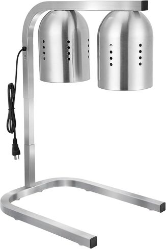 VEVOR Food Heat Lamp, 500W Bulbs, Commercial Food Warmer Light, Electric Stainless Steel French Fry Heating Lamp, Free-Standing, Catering Food Warming Equipment for Kitchen Buffet Restaurant, Silver in Saudi Arabia