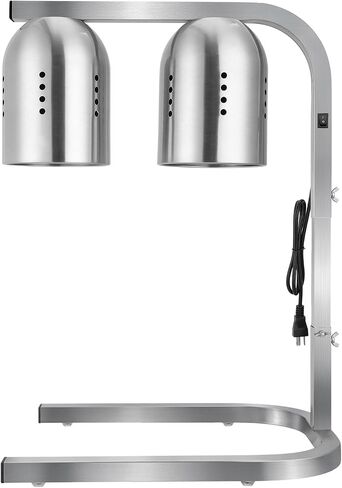VEVOR Food Heat Lamp, 500W Bulbs, Commercial Food Warmer Light, Electric Stainless Steel French Fry Heating Lamp, Free-Standing, Catering Food Warming Equipment for Kitchen Buffet Restaurant, Silver in Saudi Arabia