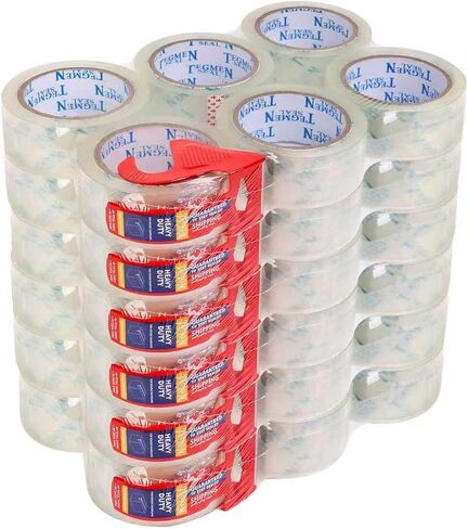 Heavy Duty Clear Packing Tape with Dispenser Combo for Shipping, Moving & Storage,Thicker Clear Packing Tape, 1.88 inches Wide, 60 Yards Per Roll, 6 Pack 360 Total Yards in Saudi Arabia