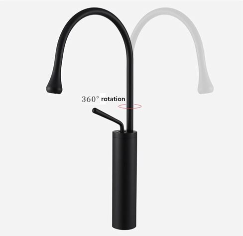 Kitchen 360 ° Rotating Solid Brass Kitchen Mixer Tap, Modern Single Handle Single Hole Hot and Cold Water Tap,Gold(Black) in Saudi Arabia