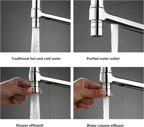 Kitchen Sink Multifunction Swivel Drinking Water Faucet with Black Silicone Hose, High Arc Solid Brass Dual Handle Cold and Hot Water Mixer Tap Filter Purifier Faucet,White(Black) in Saudi Arabia