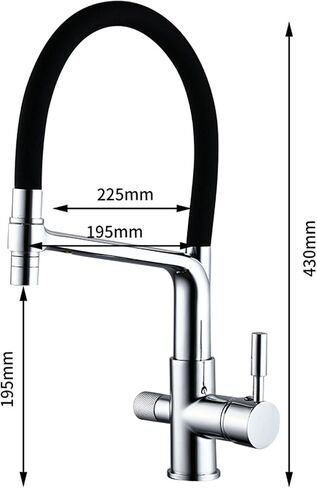 Kitchen Sink Multifunction Swivel Drinking Water Faucet with Black Silicone Hose, High Arc Solid Brass Dual Handle Cold and Hot Water Mixer Tap Filter Purifier Faucet,White(Black) in Saudi Arabia