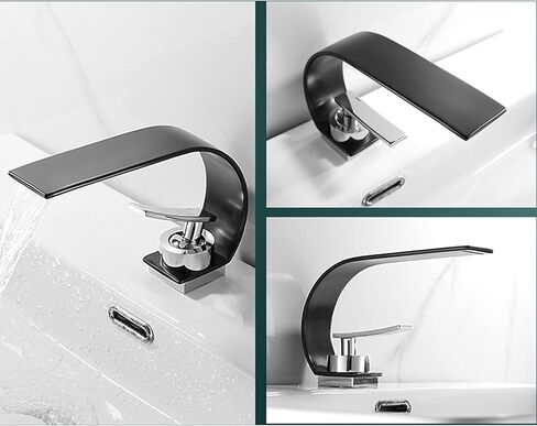 Basin Faucet Modern Waterfall Bathroom Solid Brass Wash Basin Single Handle Hot and Cold Bathroom Sink Mixer Tap, One Hole Vanity Faucet,White(White) in Kuwait