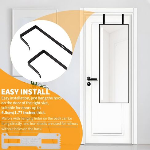Over-The-Door Mirror Hanger, 5-Level Adjustable 13.7 Inch Mirror Hook Set with Metal Screwdriver, 2 Pieces Black Bracket Set for 1.77'' Door Depth in Saudi Arabia