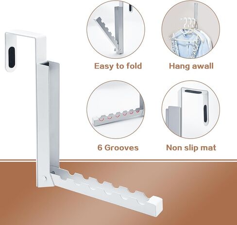 Over The Door Hanger Hooks for Clothes, Over The Door Coat Hook Portable Clothes Drying Rack for Laundry Foldable Rack Space Saving - 2 Pack in Saudi Arabia