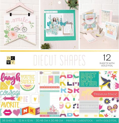 DCWV Printed Cardstock Paper 12x12, 36 Sheets of Scrapbook Paper for Crafts and Card Making, Double Sided Heavy Duty Cardstock with Foil Accents - Birthday Brights in Saudi Arabia