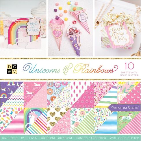 DCWV Printed Cardstock Paper 12x12, 36 Sheets of Scrapbook Paper for Crafts and Card Making, Double Sided Heavy Duty Cardstock with Foil Accents - Birthday Brights in Saudi Arabia
