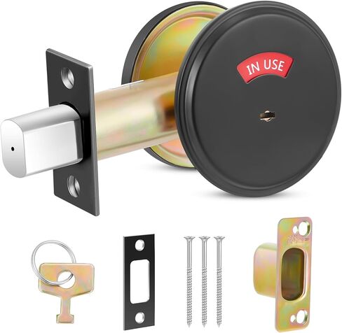 Tandefio Deadbolt with Occupancy Indicator, Vacant Occupied Bathroom Lock 304 Stainless Steel Lock Indicator for Commercial Restroom Fit Door Thickness from 1 3/8" to 2", Satin Chrome(Silver,1 Pcs) in Kuwait