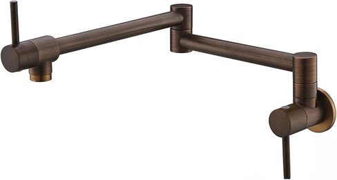 Pot Filler Faucet Wall Mounted Foldable Kitchen Faucet Single Cold Single Hole Kitchen Sink Tap Solid Brass Double Joint Swing Arm Kitchen Tap Dual Handle,Gold(Chrome) in Kuwait