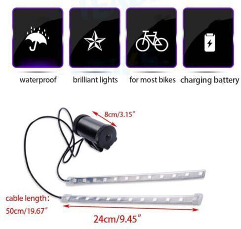TEAMWILL USB Rechargeable Bright LED Bicycle Bike Frame Light Strip Waterproof Multicolor in Saudi Arabia