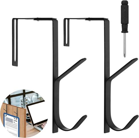 Cubicle Hooks 2 Pack Heavy Duty Dual Cubicle Hook Premium Metal Over The Door Hooks Organizer Hanger for Towels, Clothes, Hats & Bags Use in Bathroom, Bedroom, Kitchen Fit 1 3/8" to 3 1/2" Panels in Saudi Arabia