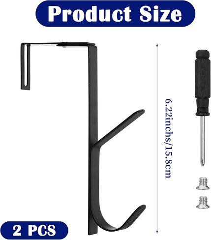Cubicle Hooks 2 Pack Heavy Duty Dual Cubicle Hook Premium Metal Over The Door Hooks Organizer Hanger for Towels, Clothes, Hats & Bags Use in Bathroom, Bedroom, Kitchen Fit 1 3/8" to 3 1/2" Panels in Saudi Arabia