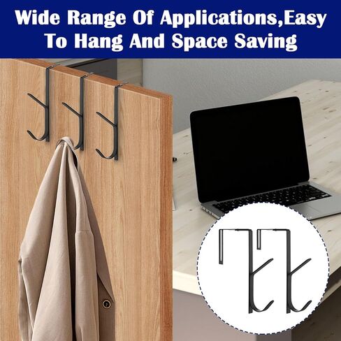 Cubicle Hooks 2 Pack Heavy Duty Dual Cubicle Hook Premium Metal Over The Door Hooks Organizer Hanger for Towels, Clothes, Hats & Bags Use in Bathroom, Bedroom, Kitchen Fit 1 3/8" to 3 1/2" Panels in Saudi Arabia