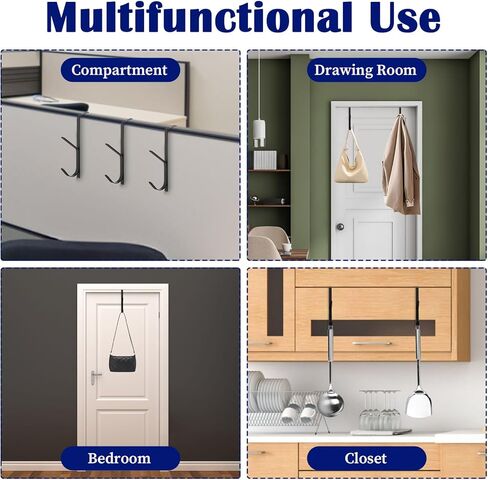 Cubicle Hooks 2 Pack Heavy Duty Dual Cubicle Hook Premium Metal Over The Door Hooks Organizer Hanger for Towels, Clothes, Hats & Bags Use in Bathroom, Bedroom, Kitchen Fit 1 3/8" to 3 1/2" Panels in Saudi Arabia