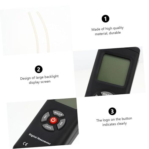 Homoyoyo Dual Input Manometer Differential Pressure Gauge Pressure Manometer Reading Large Backlit Screen Auto Shutdown in Kuwait