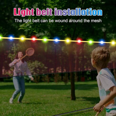 Zhehao 16.5 قدم LED Net Net Net Net Net مع شبكة نايلون قابلة للطي LED مع أعمدة الارتفاع القابلة للتعديل للتنس في الفناء الخلفي في الهواء الطلق in Kuwait