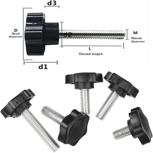 5/10PCS Star Shape Thread Clamping Handle Bolt Bakelite Hand Knob Tightening Screw Industry Equipment Plastic Steel M5 M6 M8(M5x25 D25) in Saudi Arabia