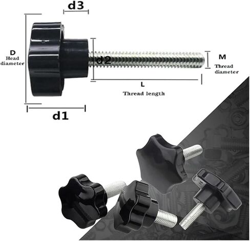 5/10PCS Star Shape Thread Clamping Handle Bolt Bakelite Hand Knob Tightening Screw Industry Equipment Plastic Steel M5 M6 M8(M5x25 D25) in Saudi Arabia