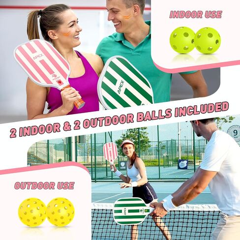 مجموعة Pickleball Paddles مجموعة من 2/4 ، USAPA المعتمدة من الألياف الزجاجية الخفيفة الوزن مجموعة المخلل مع 4 كرات المخلل ، حقيبة واحدة من المخلل ، هدايا المخلل للنساء رجال المبتدئين والمحترفين in Saudi Arabia