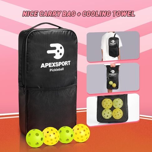 مجموعة Pickleball Paddles مجموعة من 2/4 ، USAPA المعتمدة من الألياف الزجاجية الخفيفة الوزن مجموعة المخلل مع 4 كرات المخلل ، حقيبة واحدة من المخلل ، هدايا المخلل للنساء رجال المبتدئين والمحترفين in Saudi Arabia