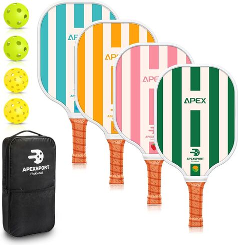 مجموعة Pickleball Paddles مجموعة من 2/4 ، USAPA المعتمدة من الألياف الزجاجية الخفيفة الوزن مجموعة المخلل مع 4 كرات المخلل ، حقيبة واحدة من المخلل ، هدايا المخلل للنساء رجال المبتدئين والمحترفين in Saudi Arabia