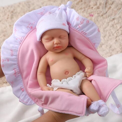 14" Reborn Baby Dolls, Full Silicone Baby, Realistic Soft Silicone Newborn Baby Doll, Real Full Body Silicone Reborn Baby Dolls with Feeding Accessories in Saudi Arabia