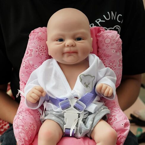 14" Reborn Baby Dolls, Full Silicone Baby, Realistic Soft Silicone Newborn Baby Doll, Real Full Body Silicone Reborn Baby Dolls with Feeding Accessories in Saudi Arabia