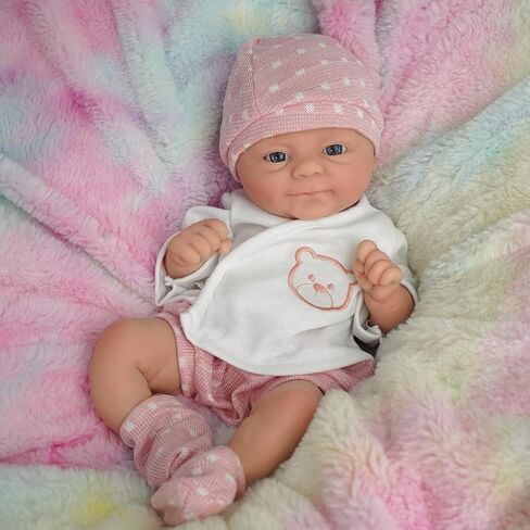 14" Reborn Baby Dolls, Full Silicone Baby, Realistic Soft Silicone Newborn Baby Doll, Real Full Body Silicone Reborn Baby Dolls with Feeding Accessories in Saudi Arabia