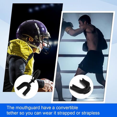 Dunzy 10 Pcs Strapped Mouth Guard Football Sports Mouthguard with Removable Strap Adult Youth Kids Football Mouthpiece Mouth Protector for Boxing Wrestling Basketball Lacrosse Hockey Taekwondo in Saudi Arabia