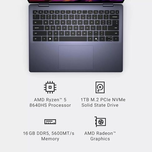 Dell Inspiron 7445 14 "كمبيوتر محمول ، AMD Ryzen 5 8640HS (Beat I7-1255U) ، مع ترخيص Office Pro Lifetime ، FHD+ 2-in-1. in Kuwait