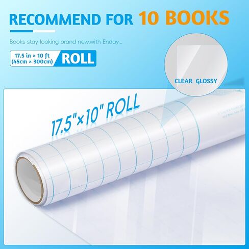 Yeplan Clear Contact Paper Roll,17.5 in x 5 ft,Self Adhesive Book Cover Paper Clear Protector for Crafts Paperback Textbook Hard Covers Documents in Saudi Arabia
