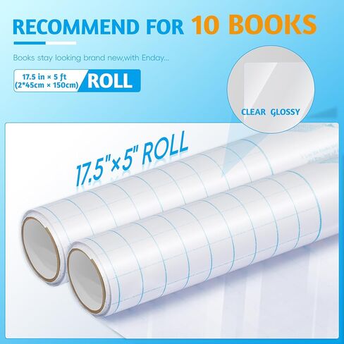 Yeplan Clear Contact Paper Roll,17.5 in x 5 ft,Self Adhesive Book Cover Paper Clear Protector for Crafts Paperback Textbook Hard Covers Documents in Saudi Arabia