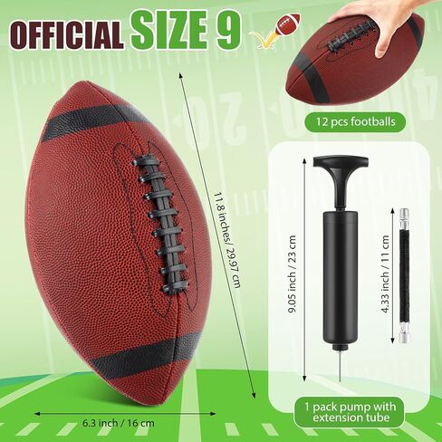 Jerify 12 PCS SIZE 9 COMPONET LEATHERS SIZE SIZE FOURBOOK BALK FOOT BALL مع مضخة كلية في الهواء الطلق في الهواء الطلق كلية المدرسة الثانوية لتدريب اللعب الترفيهي in Saudi Arabia