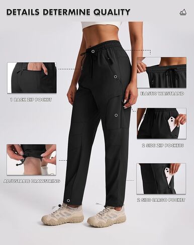 Womens Hiking Pants Quick Dry Water Resistant Lightweight Travel Golf Cargo Safari Pants Zipper Pockets in Saudi Arabia