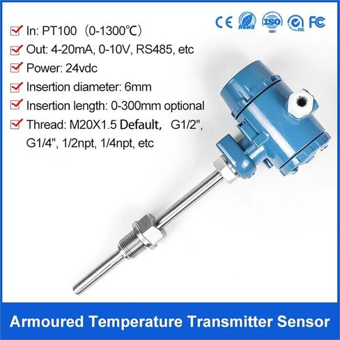 Explosion-Proof Hot Fuel Temperature Sensor 4-20mA Temperatur Transmitter(0-400 Degree 0-10V,150mm) in Kuwait