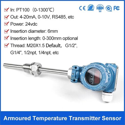 Explosion-Proof Hot Fuel Temperature Sensor 4-20mA Temperatur Transmitter(0-400 Degree 0-10V,150mm) in Kuwait
