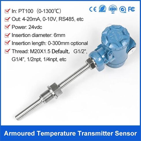 Explosion-Proof Hot Fuel Temperature Sensor 4-20mA Temperatur Transmitter(0-400 Degree 0-10V,150mm) in Kuwait
