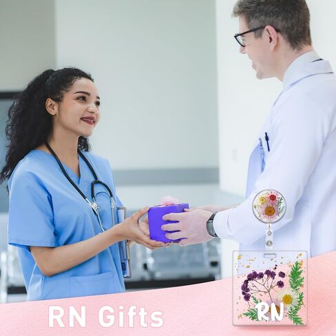 CNA Badge Reel and Buddy, Clear Resin Purple Floral Design Retractable ID Holder with Swivel Clip and CNA Badge Buddy, Gifts for Certified Nursing Assistants in Saudi Arabia