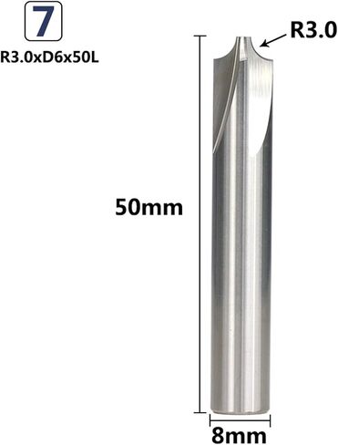 Radius Corner Rounding R0.5-R5.0 Carbide End Radius Bit for Machining 1Pcs (Size : R3xD8x50L) in Kuwait
