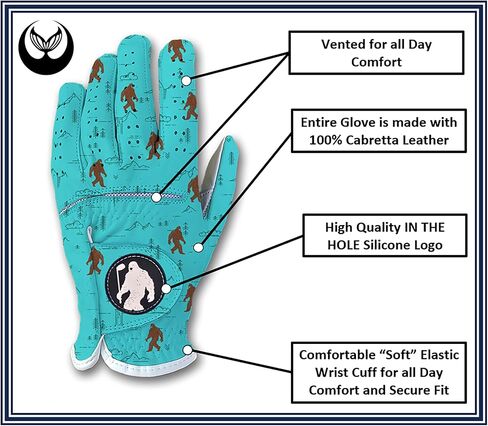 Men's Funny Yeti Golf Glove - Bigfoot Sasquatch Premium Cabretta Leather Golfer Gift Date White White Grip Avives Left Left Sists S M LARGE XL XXL in Kuwait