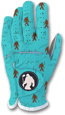 Men's Funny Yeti Golf Glove - Bigfoot Sasquatch Premium Cabretta Leather Golfer Gift Date White White Grip Avives Left Left Sists S M LARGE XL XXL in Kuwait