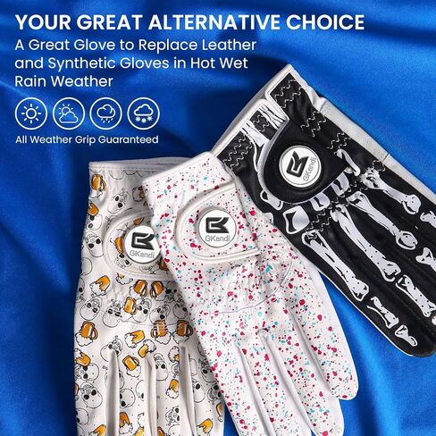 Golf Gloves Men Right Handed Golfer Left Hand Leather Stylish Value 2 Pack with Ball Marker, Mens Golf Glove All Weather Grip, Size Small Medium ML Large XL in Kuwait